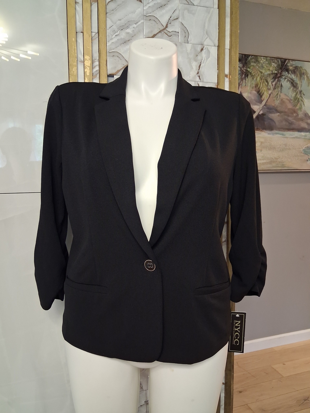 New York & Company Women's Black Single-Button Blazer